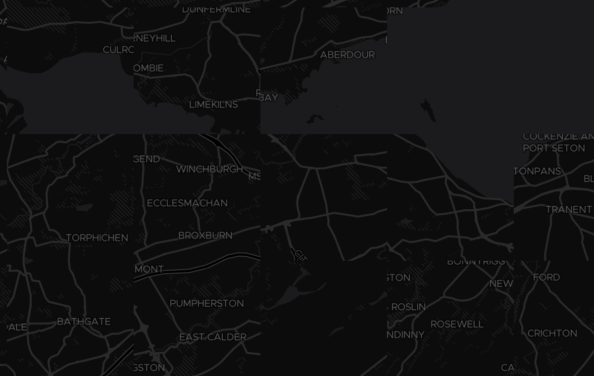 Dark map of edinburgh showing where MAV Reality delivers AV and video conferencing